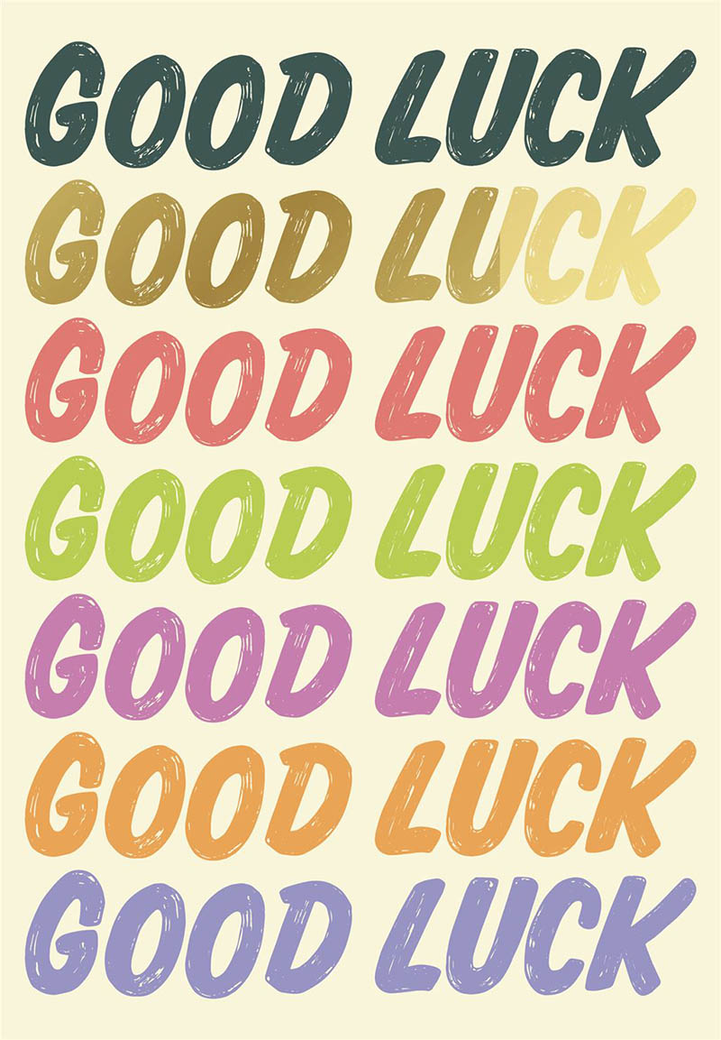 Good Luck Multi Colour Text