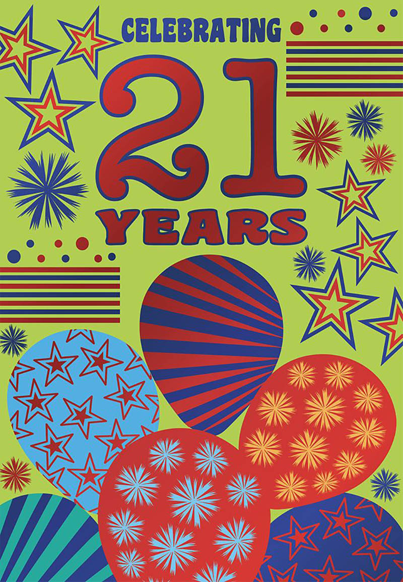 Bday Age 21 M Bright Balloons