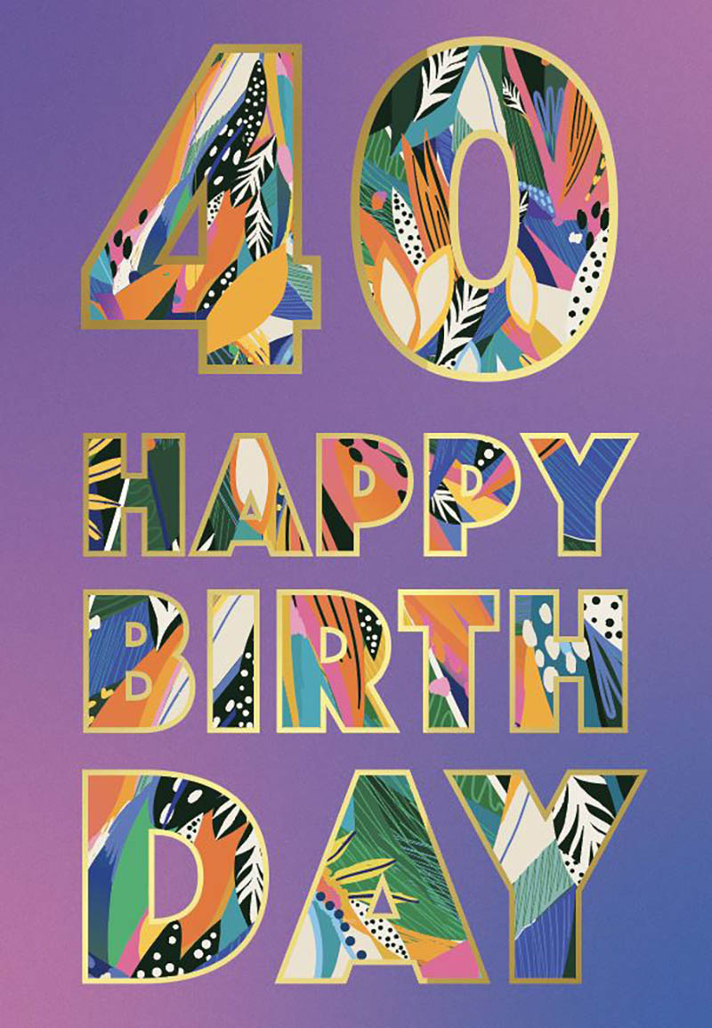 Bday 40 Fem Vibrnt Foliage Txt