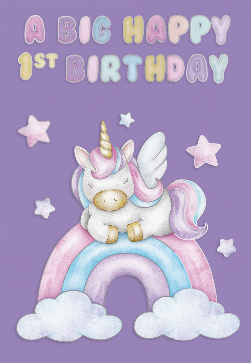 Bday Age 1 F Unicorn Cloud