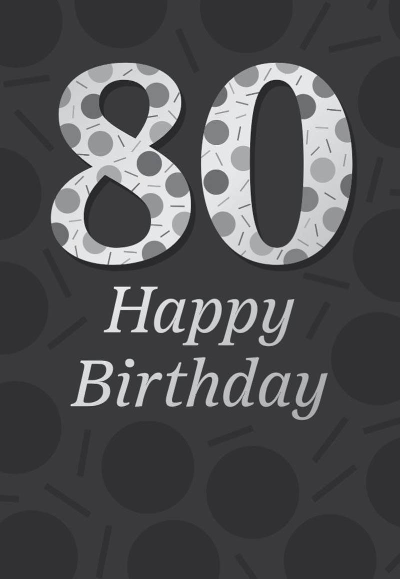 Bday Age 80 M Silver Black