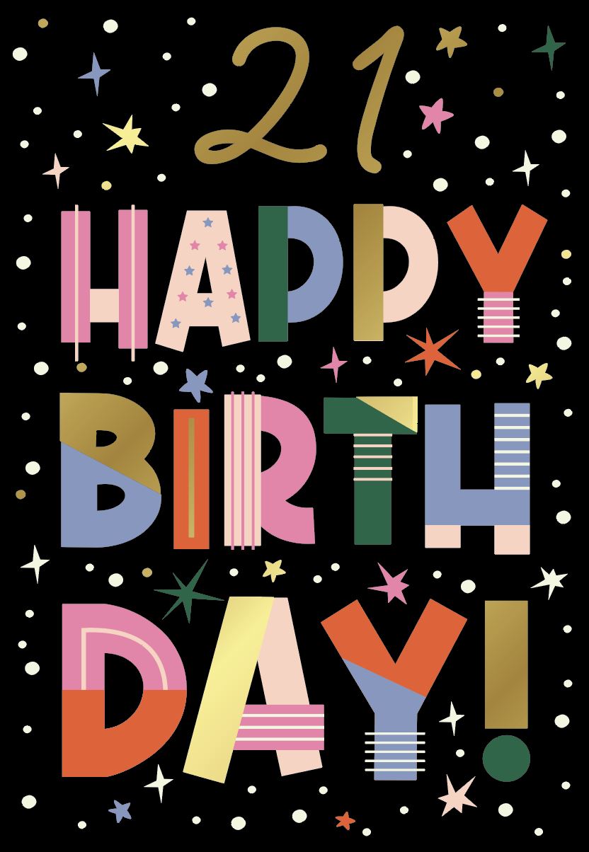 Age 21 F Bold Colour Text