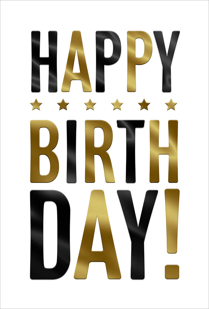 Bday Male Gold Black Text