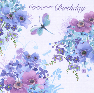 Pizazz Sq: Birthday Purple Flowers