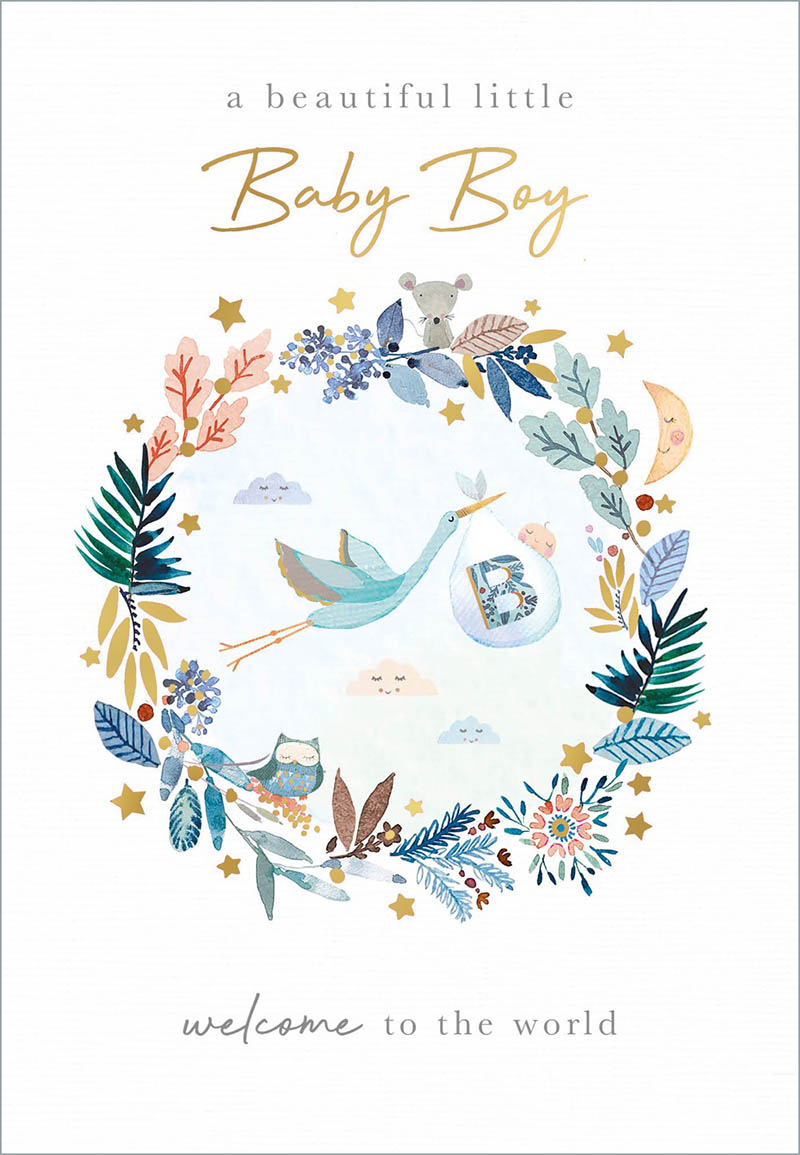 W&W By Boy Wreath Baby Stork