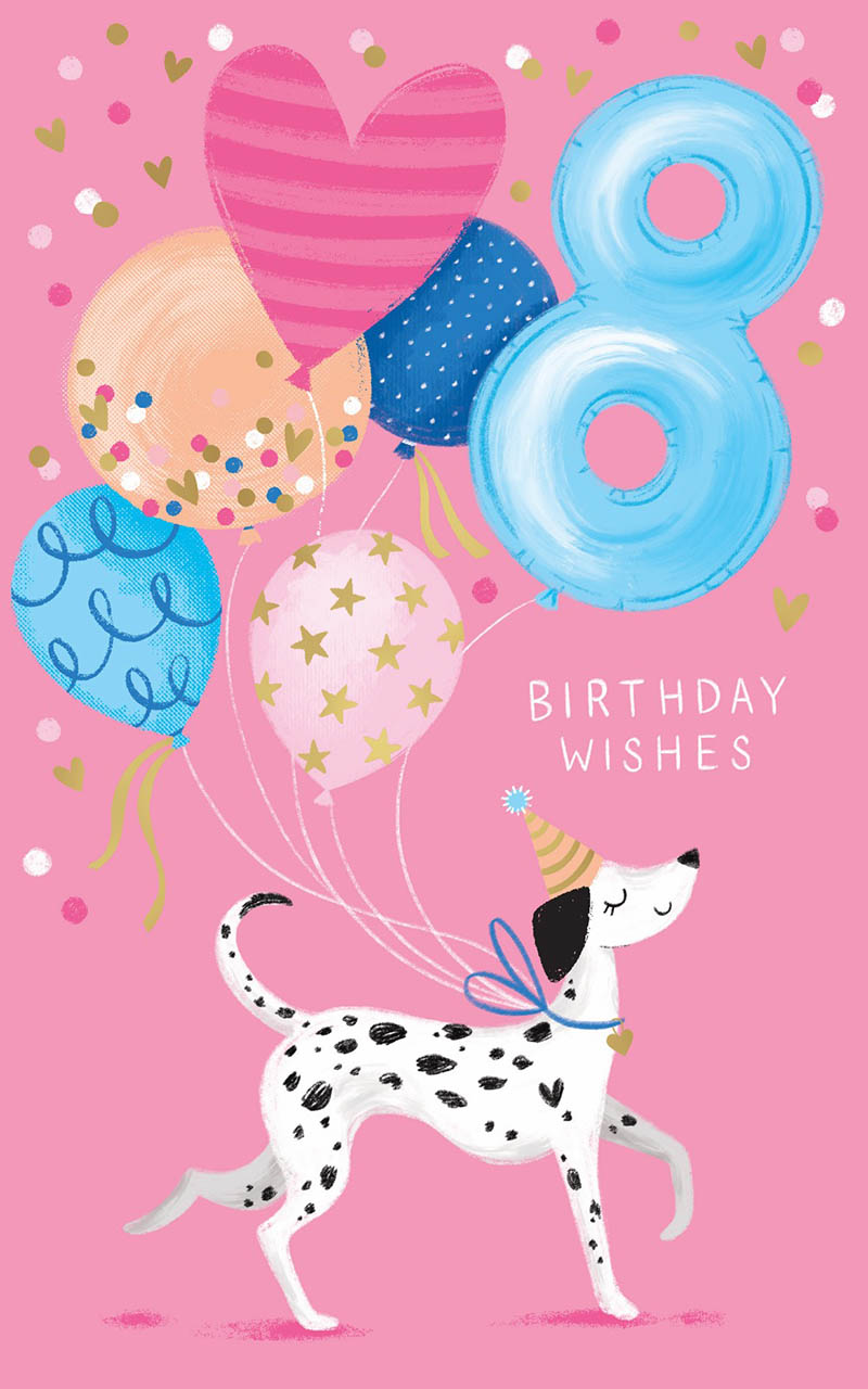 Bday Age  8 Girl Dog Balloons