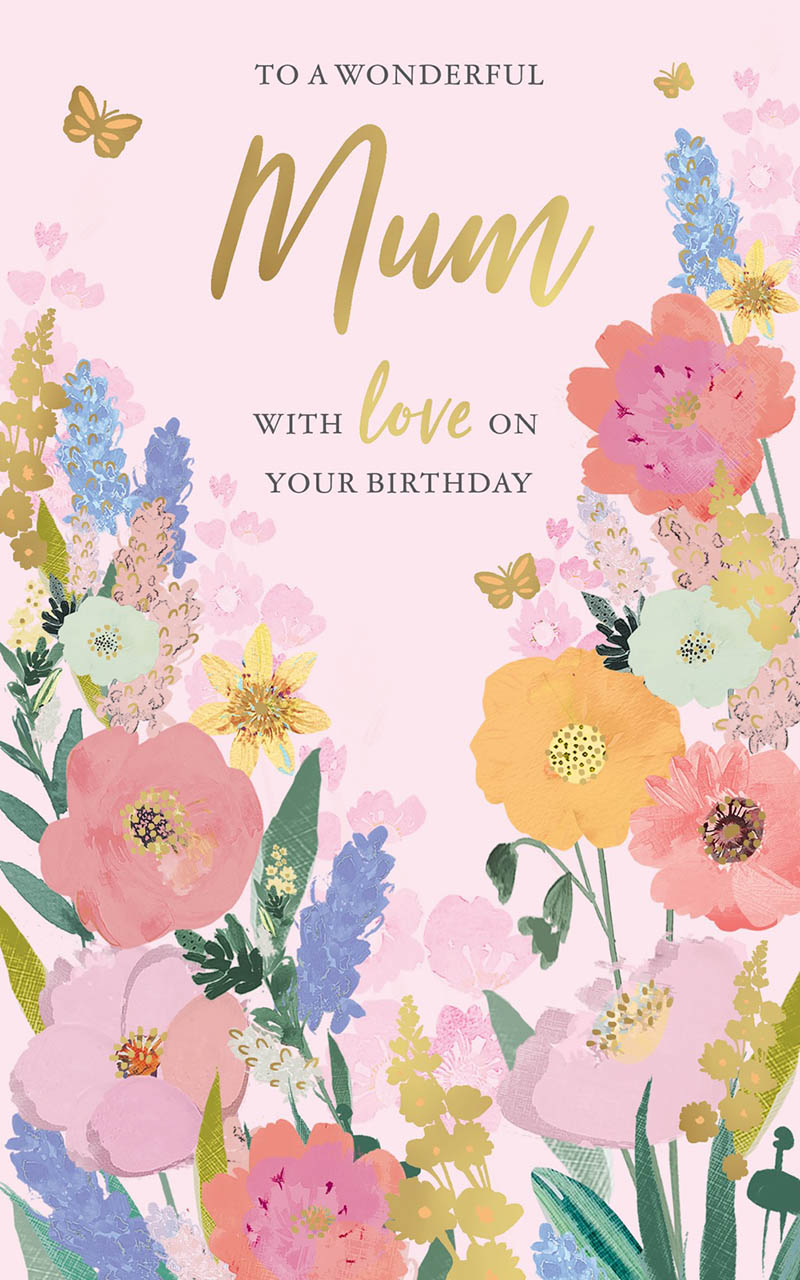 W&W  Bday Mum Flowers On Pink
