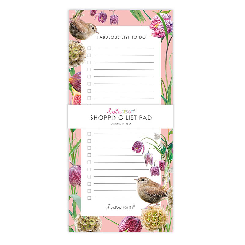 Wildlife Botanical Shopping List Pad Pad: Wren