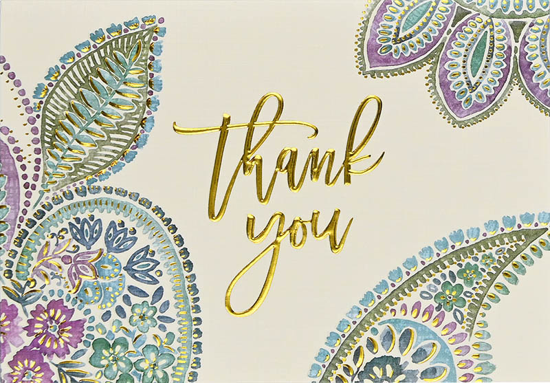 Thank You Notecard Watercolour Paisley