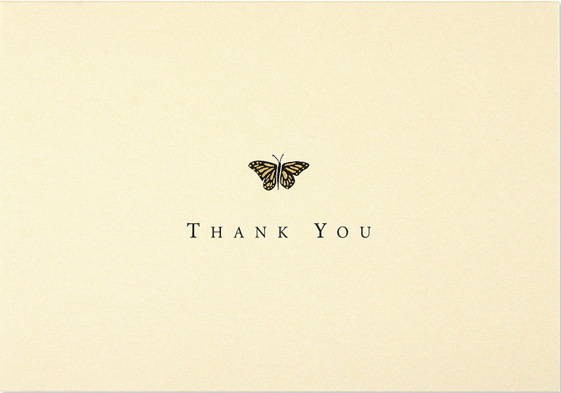 Thank You Notecard Gold Butterfly
