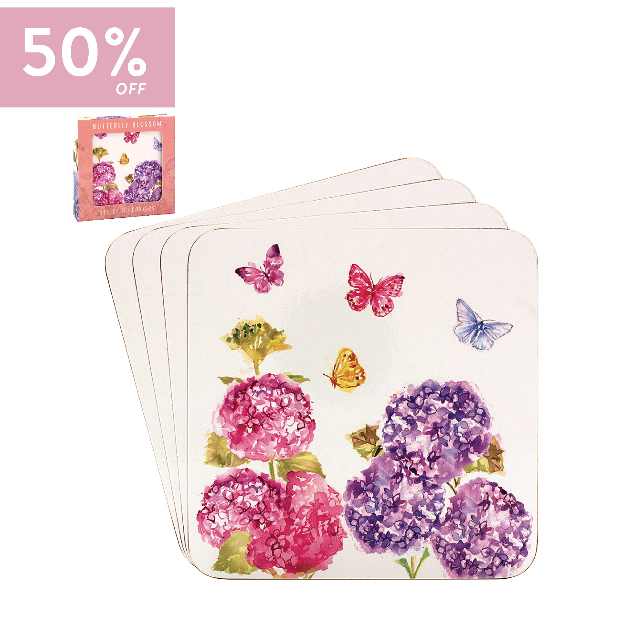 Butterfly Blossom Set of 4 Coasters
