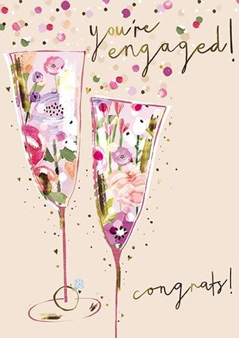 Engaged Floral Pat Champagne Flute