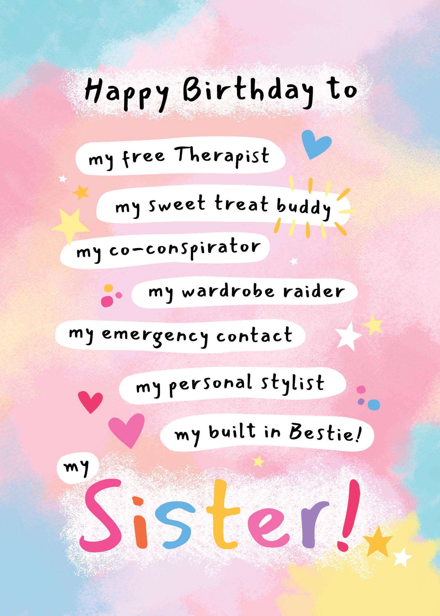 Bday Sister Pastel Text
