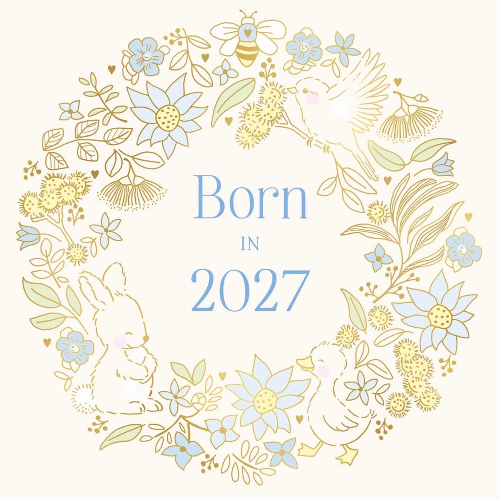 Botanic: Baby Boy Born In 2027 Floral Wreath