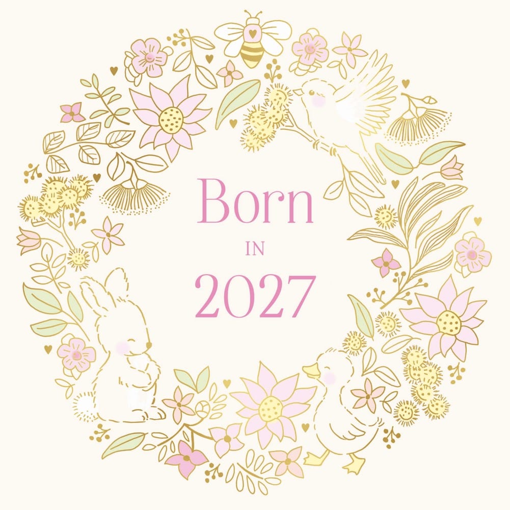 Botanic: Baby Girl Born In 2027 Floral Wreath