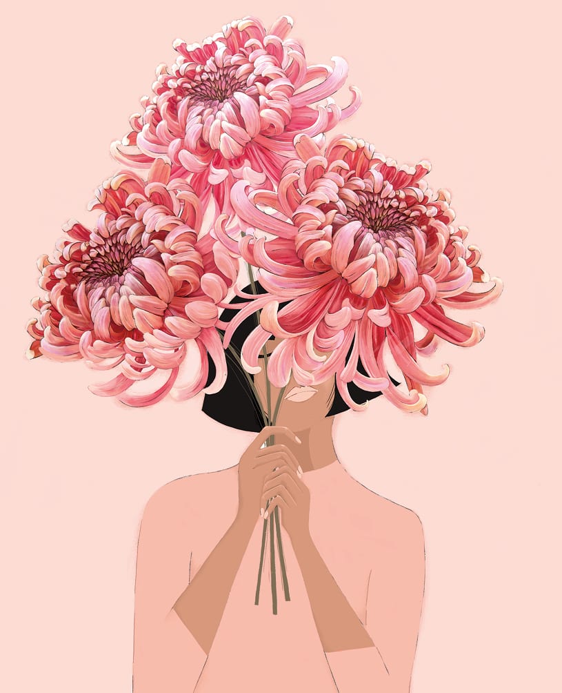 Agnes: Woman Bunch Of Pink Flowers