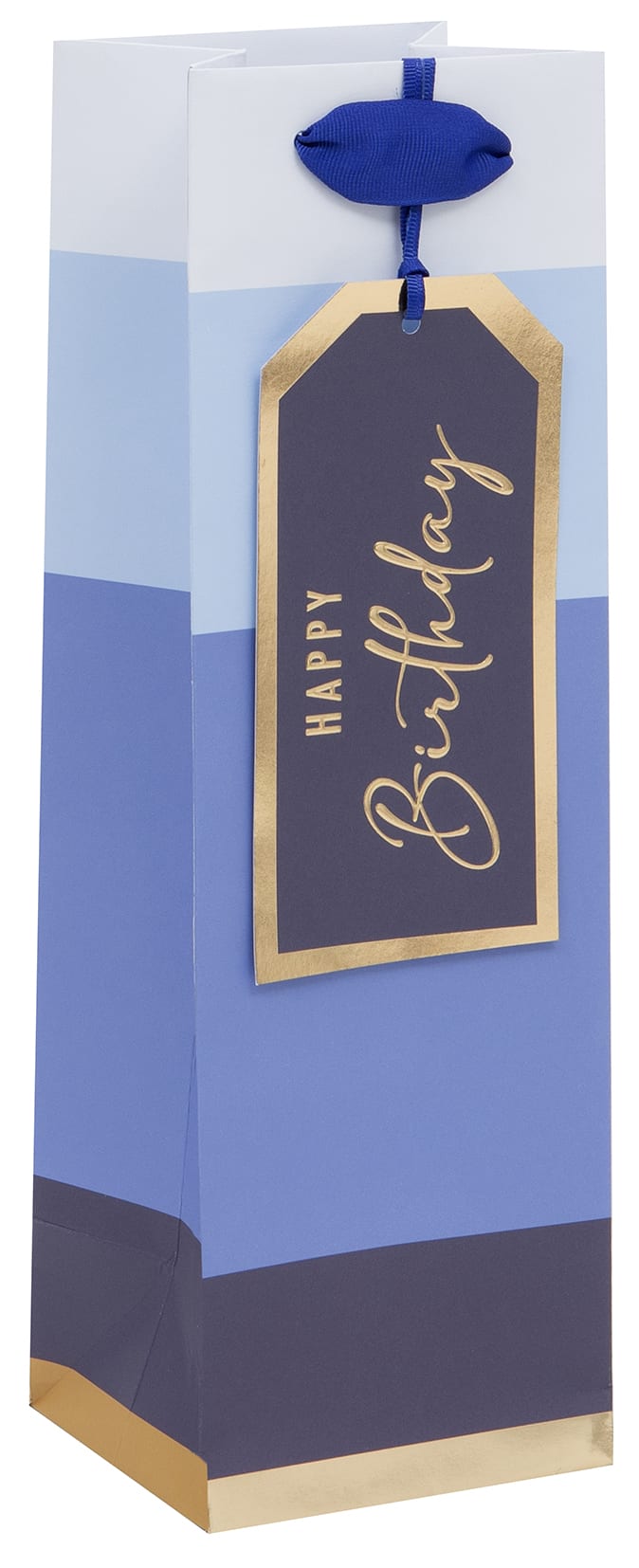 Gift Bag (Bottle): Happy Bday Stripe Blue