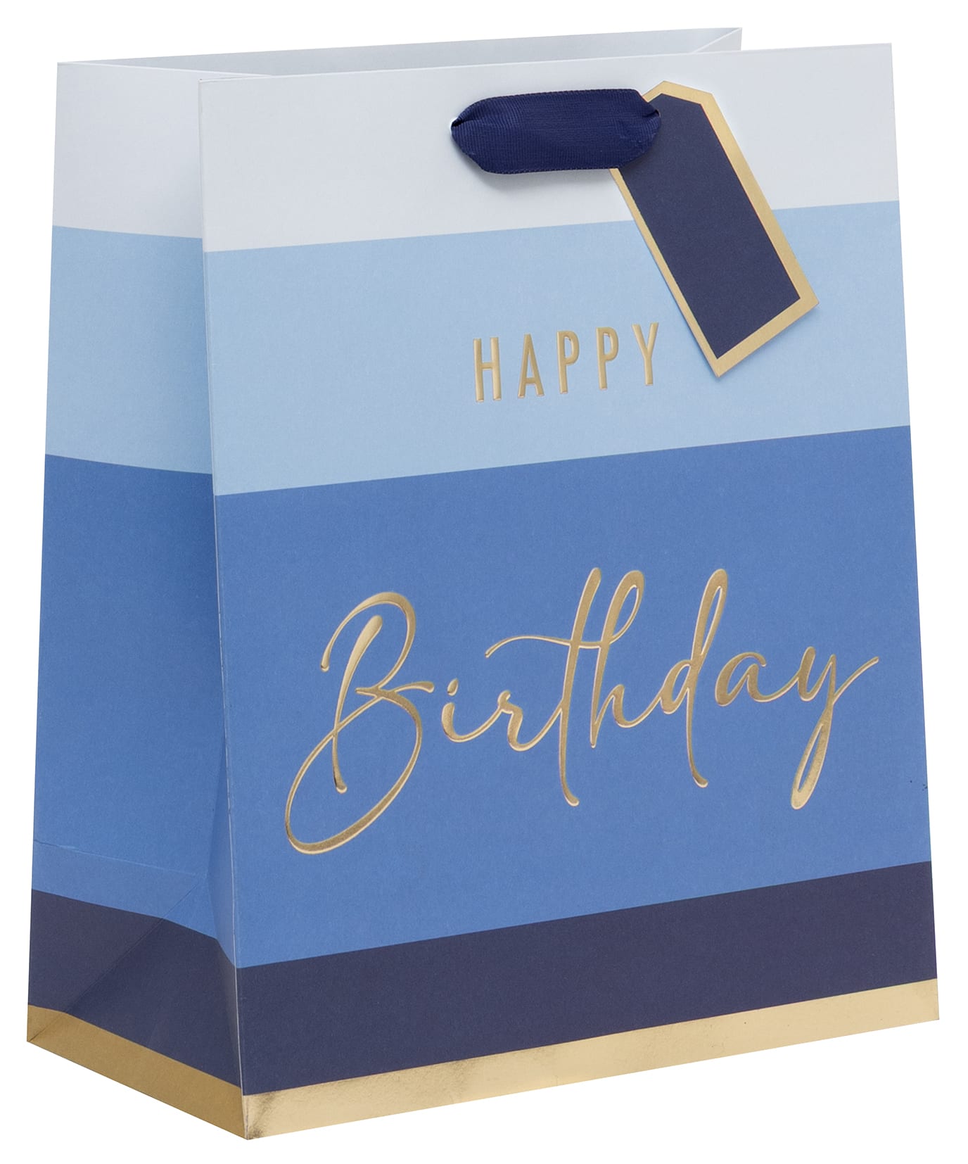 Gift Bag (Large): Happy Bday Stripe Blue