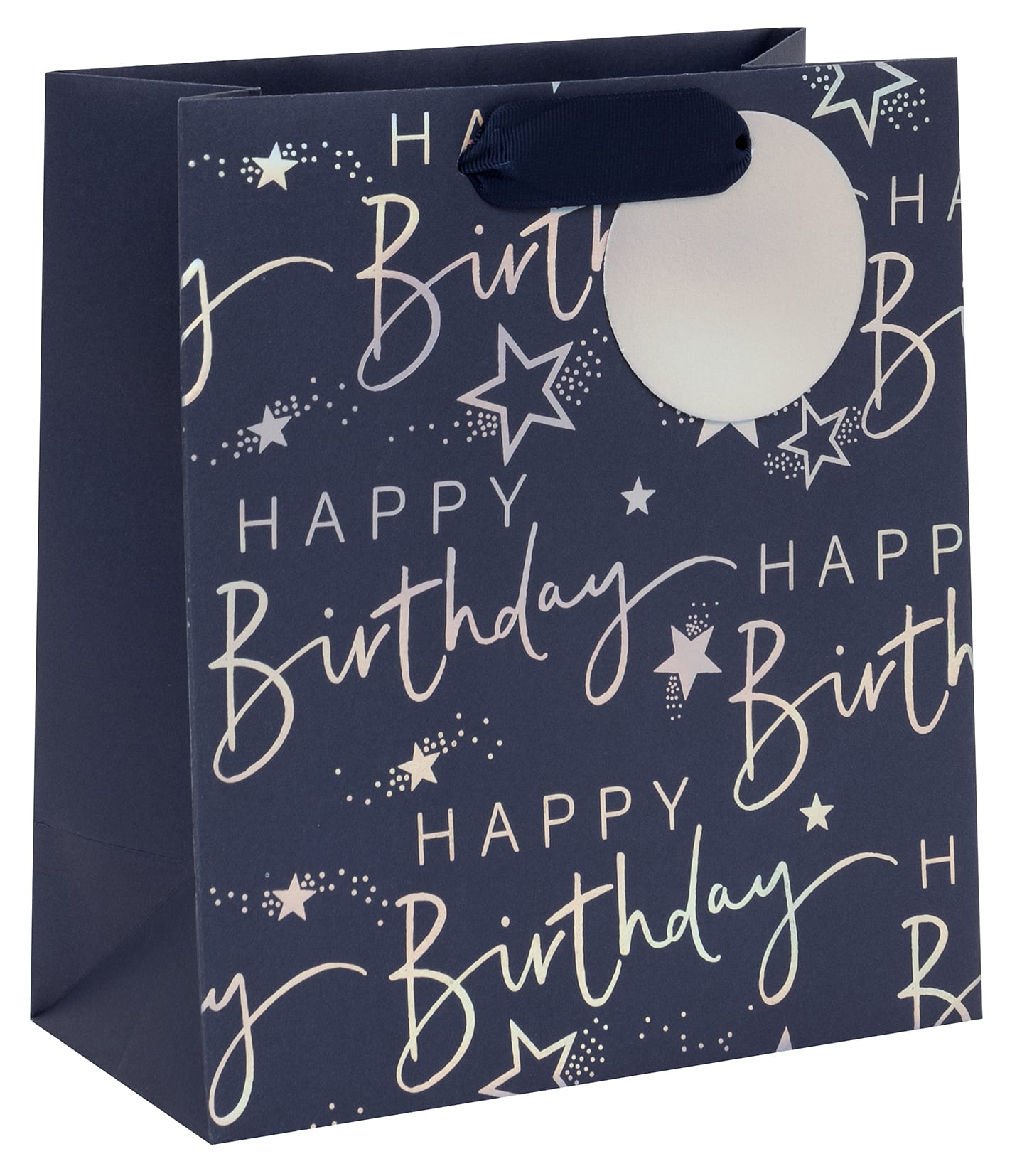Gift Bag (Medium):Bday Script Blue