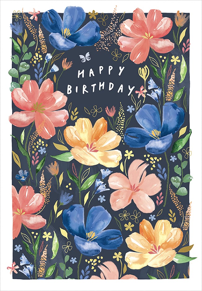 Iris: Flowers On Navy