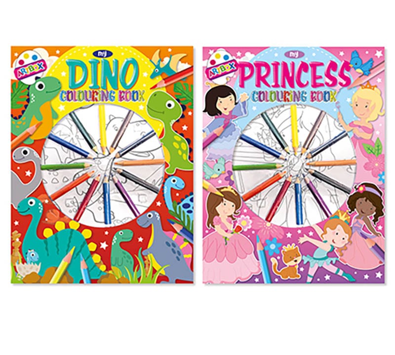 Colouring Book & Pencils 2Ast